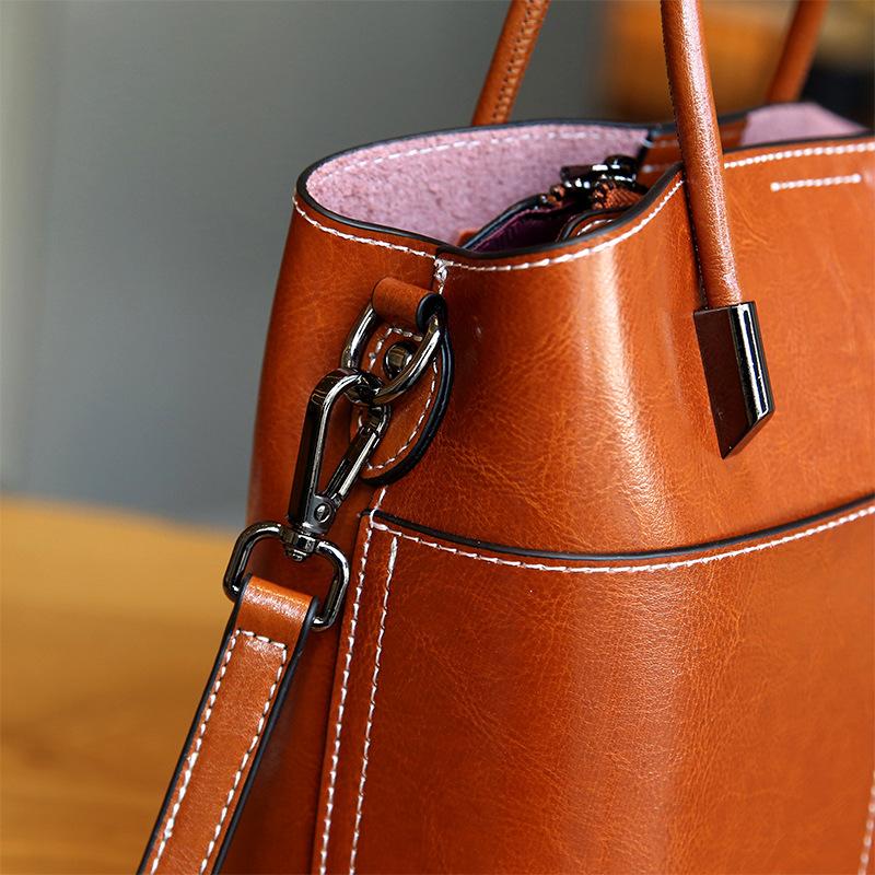 Сумка-ведро из натуральной кожи, повседневная, простая, женская, через плечо, сумка через плечо