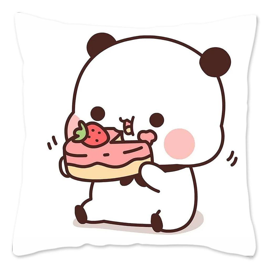Bubu and Dudu Pillow Case Home Decoration Polyester Cushion Cover for Sofa Throw Pillow Cover Funny Cute Panda Bears Printing