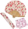 Folding Fan for Fan Fan Set with Crepe Komon Plum [Osaka Choseido] Women, Stylish, Business, Bag, Holder, Handkerchief, (weeping Pink)