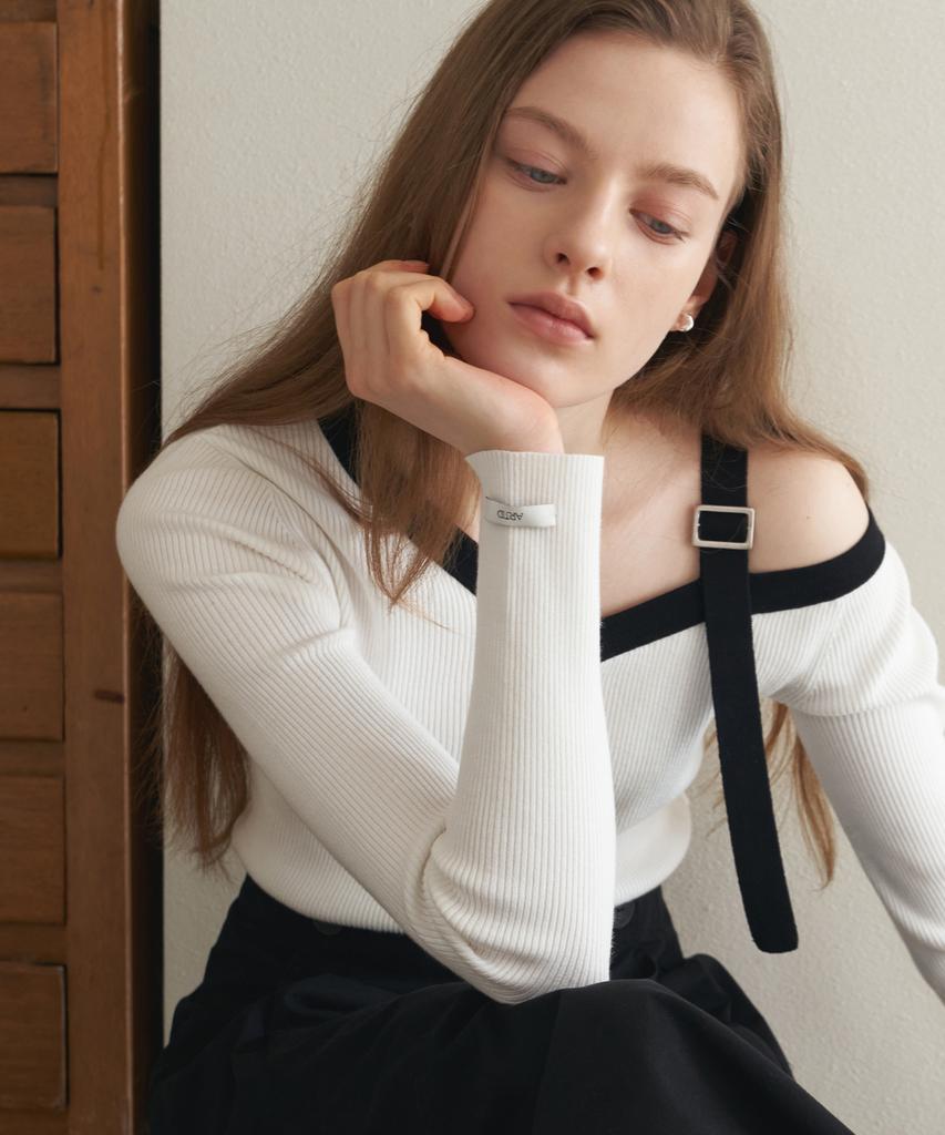 ARTID Off-Shoulder Strap Point Knit_3Colors