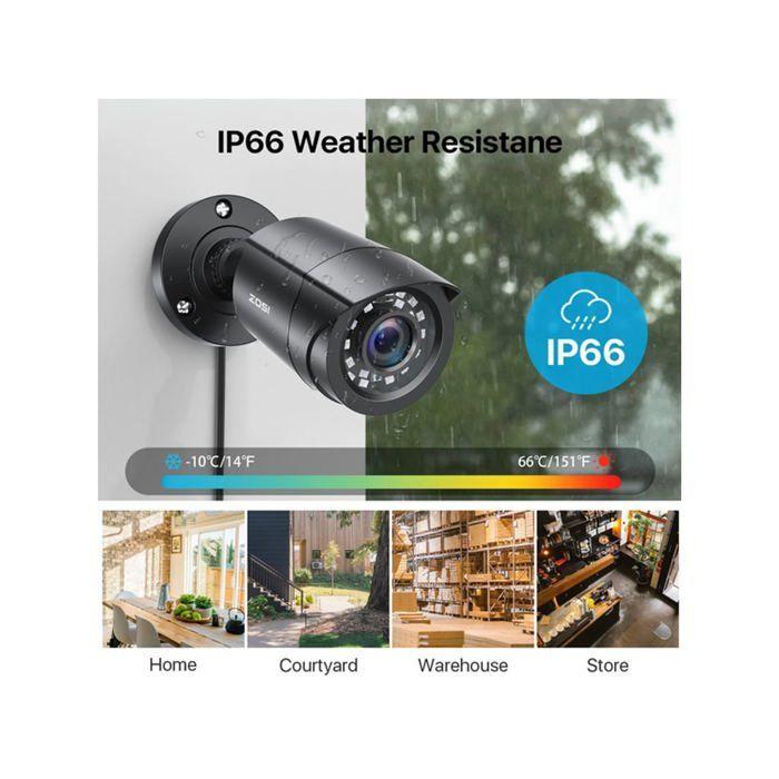 Kit de vidéosurveillance - ZO.SI - 8 caméras - Disque dur 1 To - Vision nocturne IP66