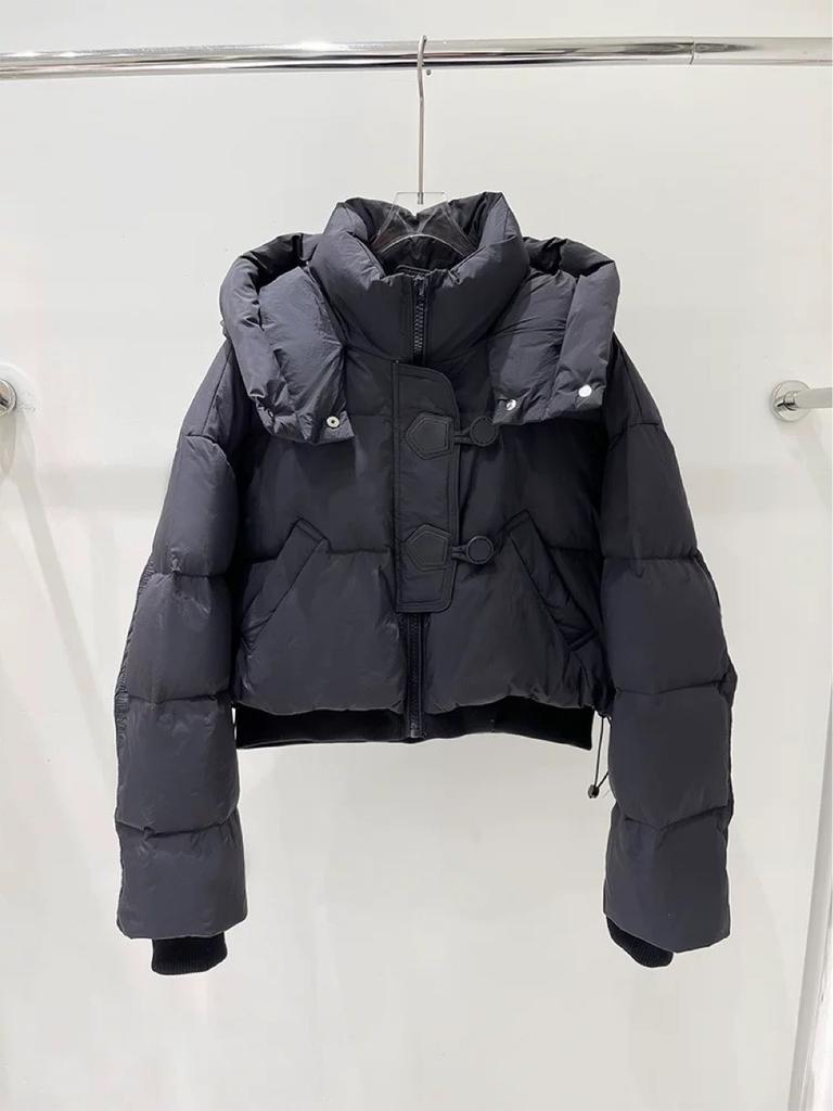Cotton-padded clothes women's short winter new hooded loose leather buckle design thickened warm bread clothes