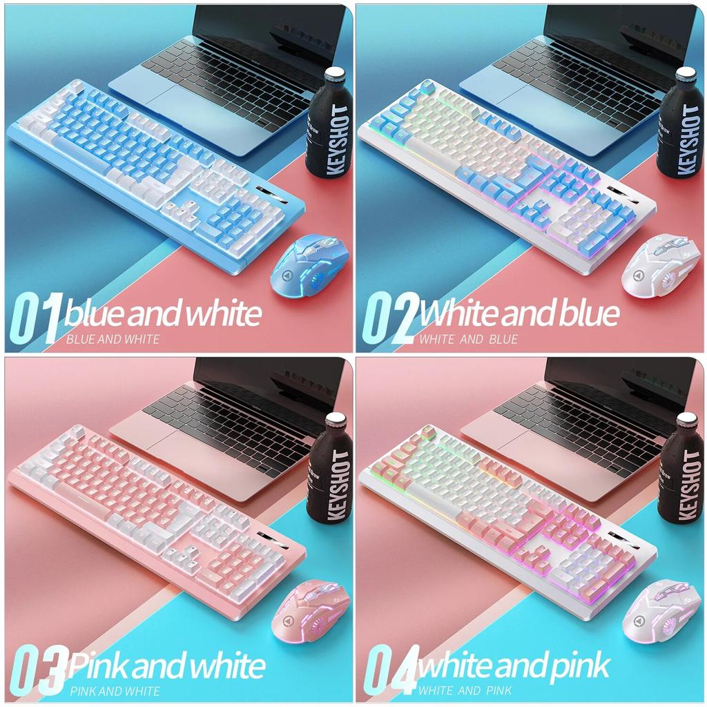 Wireless Keyboard Mouse Kit Rechargeable 2.4G 104 Keys Glow Backlight Gaming Keyboard and Mice Combos For Office Design Game