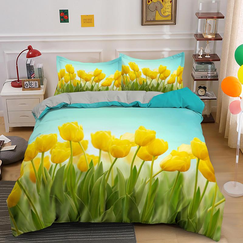 Beautiful Tulip Bedding Set Single Double Queen King Duvet Cover With Pillowcase Bed Sets Home Textile Drop Shipping