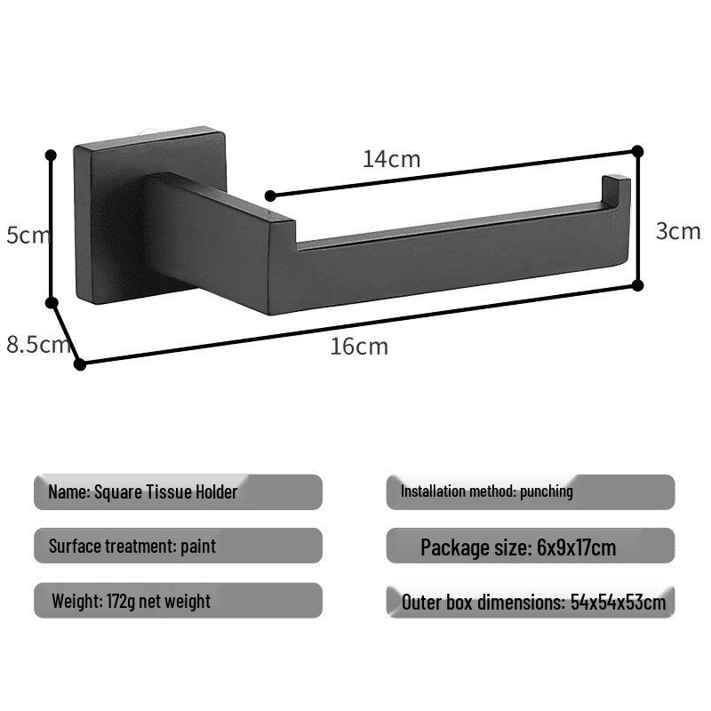 Black Bathroom Hardware Set: Towel Bar, Toilet Paper Holder, Towel Ring, Coat Hook, Storage Rack