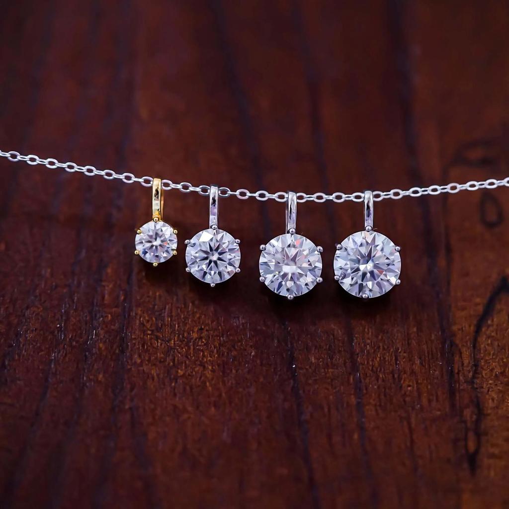 18k Gold Plated 925 Silver 1-3 Carat Solitaire Necklace 5mm 8mm D VVS1 Moissanite Pendant for Women GRA Certified Jewelry Gift