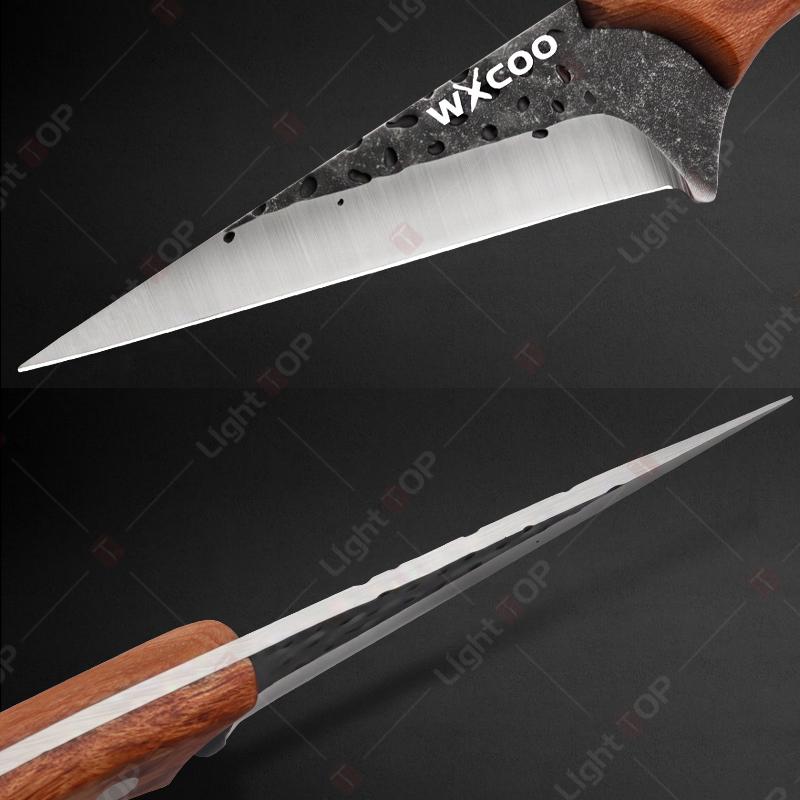 1pcs Stainless Steel Fillet Boning Knife Professional Chef's Kitchen Knife Forged Meat Cleaver Fish Slicing Knife Wooden Handle