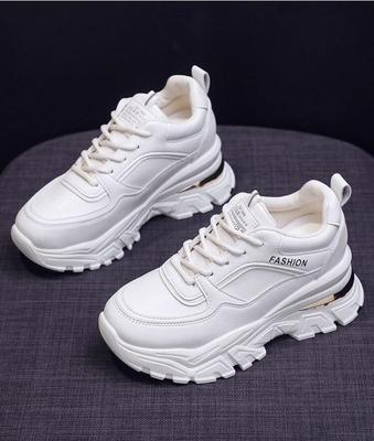 Модные белые толстые кроссовки из искусственной кожи для женщин, осень-зима, на платформе, вулканизированные туфли, женская спортивная обувь с толстым дном и скрытым каблуком