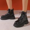 2024 Beige Black New Women Ankle Boots Autumn Winter Platform Lace-up Women Punk Boots Thick Sole Combat Booties Female Mujer