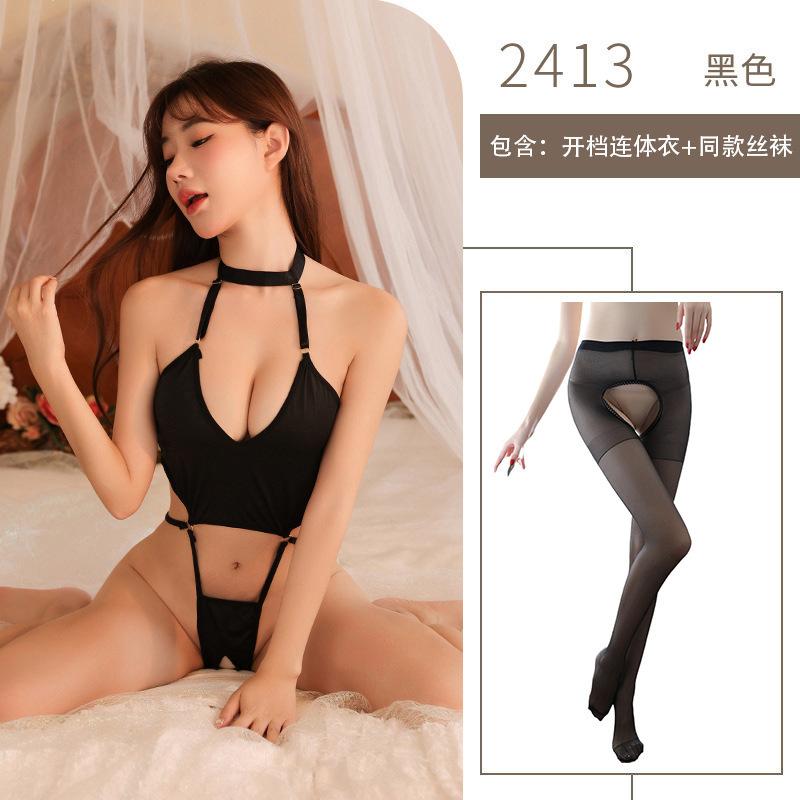 Sex underwear sexy one-piece neck maid uniform set three-point open gear free of sexy pure desire