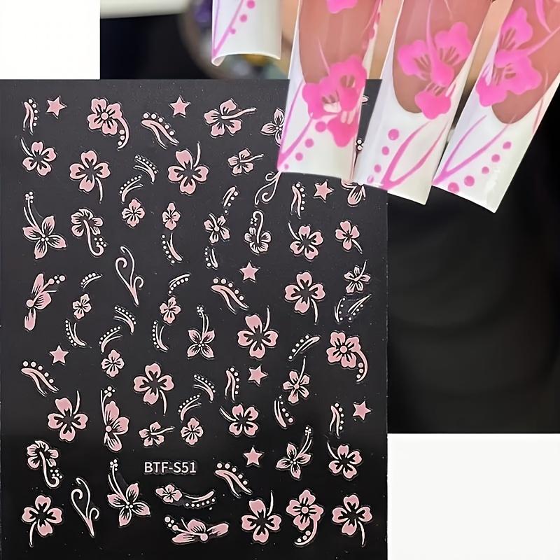 1 лист самоклеящихся бронзовых цветочных наклеек-декалей для нейл-арта для женщин, материалы для нейл-арта, наклейки для ногтей для нейл-арта, аксессуары для вечеринок