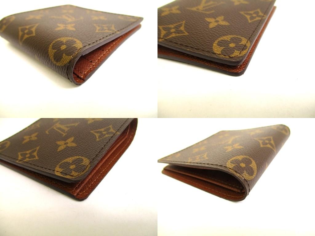 Оригинальный коричневый кожаный складной кошелек LOUIS VUITTON Monogram #a994 Открытая коробка