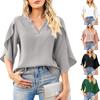 Летние новые модные женские топы с рукавами-лепестками, свободная шифоновая рубашка с v-образным вырезом
