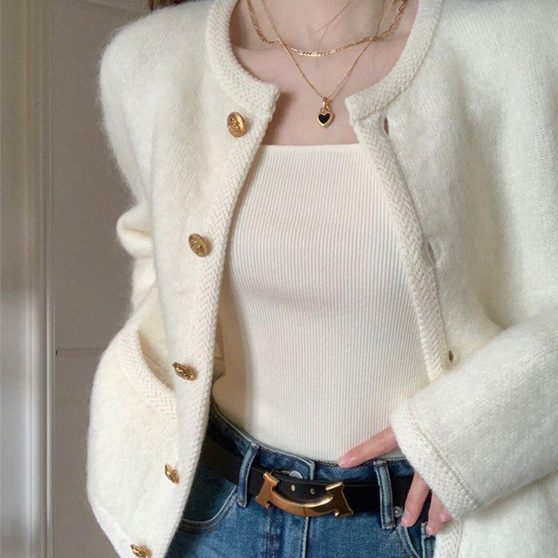 Женский короткий белый свитер, пальто, элегантный короткий топ с длинным рукавом, женский топ, повседневная свободная куртка, пальто