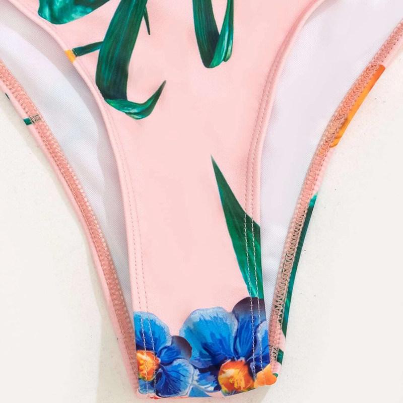 Купальник женский сплит-принт с высокой талией и треугольным бантом, бикини из трех частей