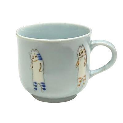 24to3 Кружка Nishitomi Ceramics Arita Ware объемом 130 мл с рисунком мини-кошки Tachicat синего цвета, пригодна для использования в микроволновой печи. Сделано в Японии, 480482. Прибл.