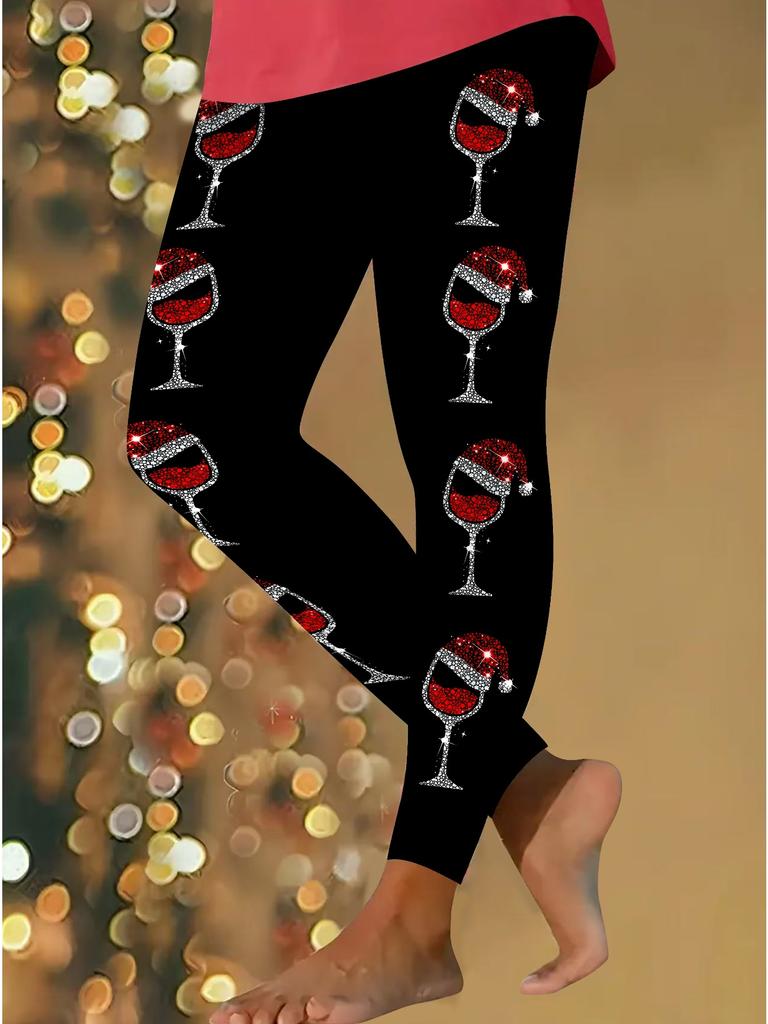 Womens Christmas Festival Prints Stretch Yoga Leggings Fitness Running Gym Sports Active Pants
