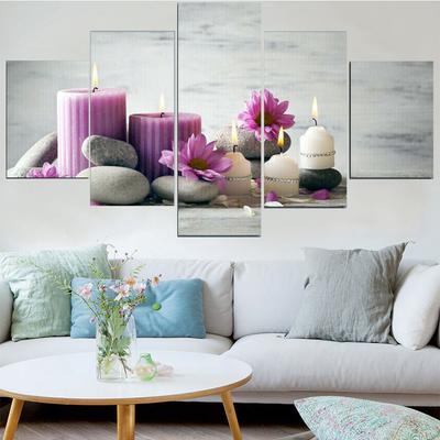 5 шт., настенная живопись на холсте, красивый постер со свечами, современная гостиная, модульные картины, украшение для дома, бесплатная доставка