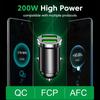 Автомобильное зарядное устройство USB мощностью 200 Вт с двумя портами, быстрая зарядка QC3.0 для iPhone 16, 15, 14, 13, портативное зарядное устройство для мобильных телефонов Xiaomi в автомобиле