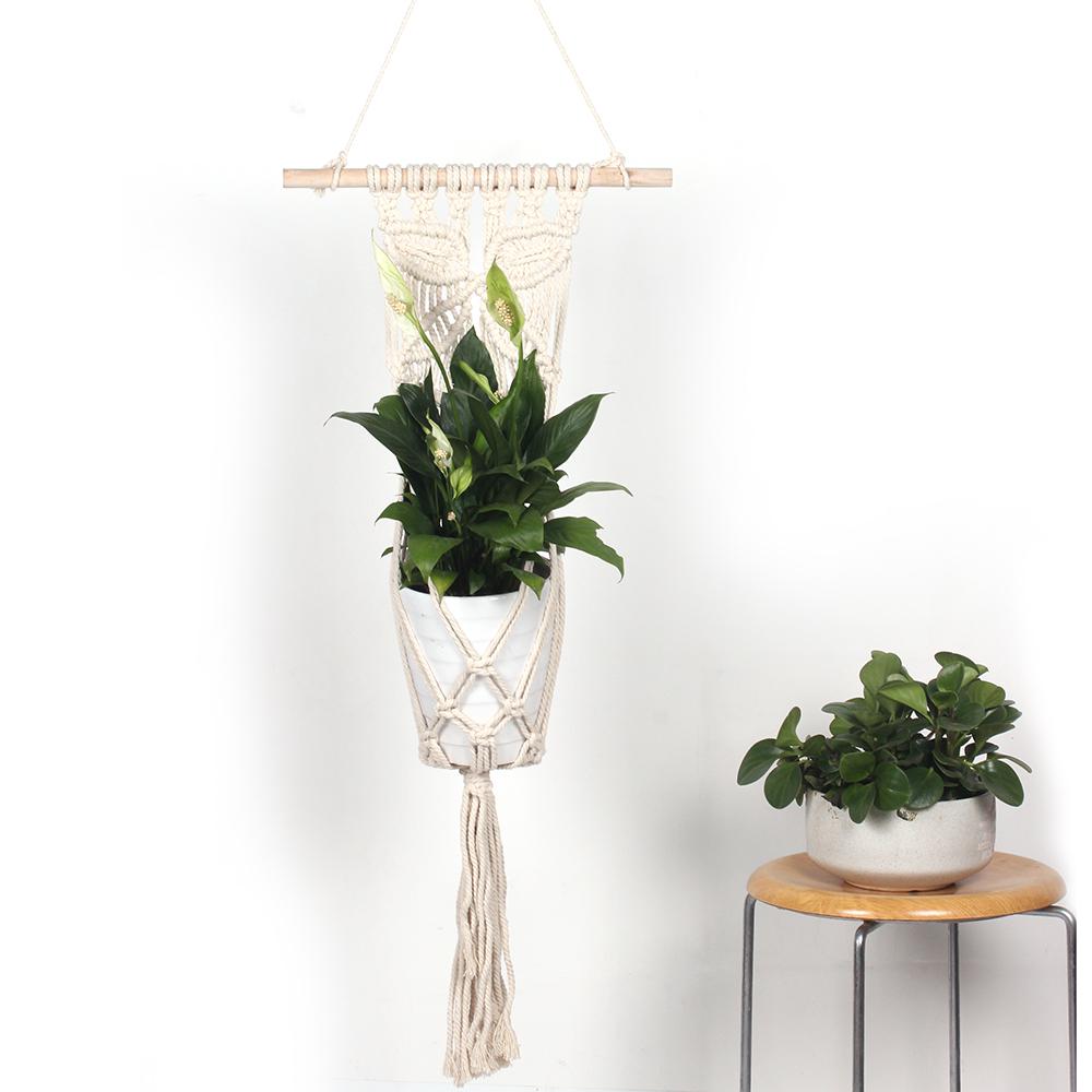 Вешалка для растений, Вешалка для растений в технике макраме Подвесная вешалка для цветов Настенное искусство в винтажном стиле