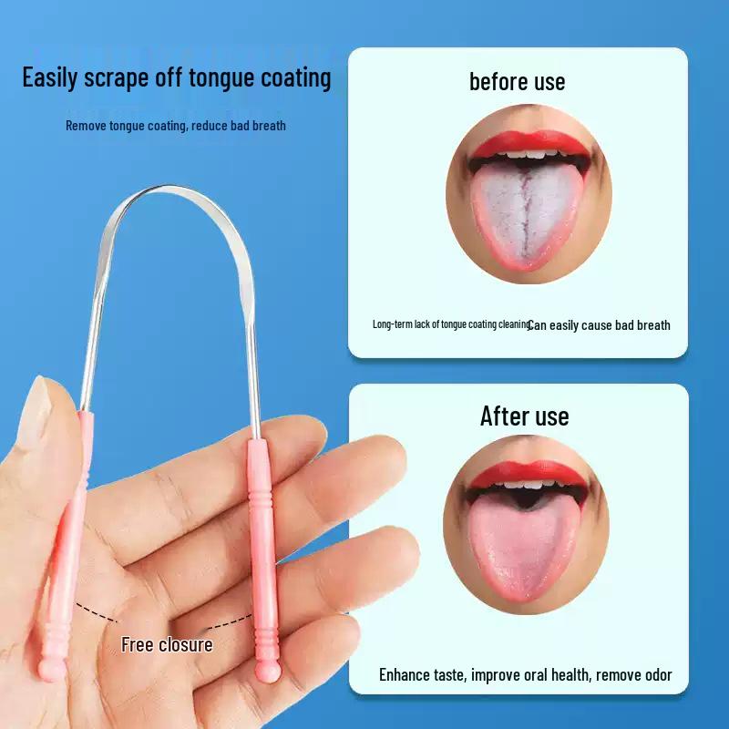 Stainless Steel U-shaped Tongue Scraper - Oral Cleaning Brush and Tongue Coating Cleaner