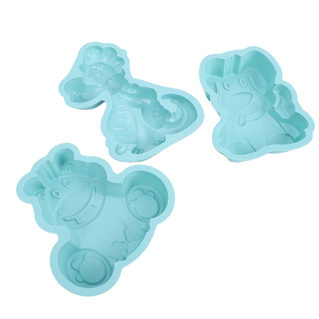 3pcs Cartoon Silicone Baking Mold Dinosaur Hippo Dog Shape Food Grade Non Stick Cute Cake Mold