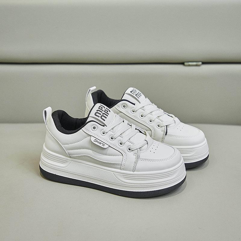 Spring White Shoes New Style Female Students' Height-enhancing Sports Shoes Trendy Casual Shoes Street Photography