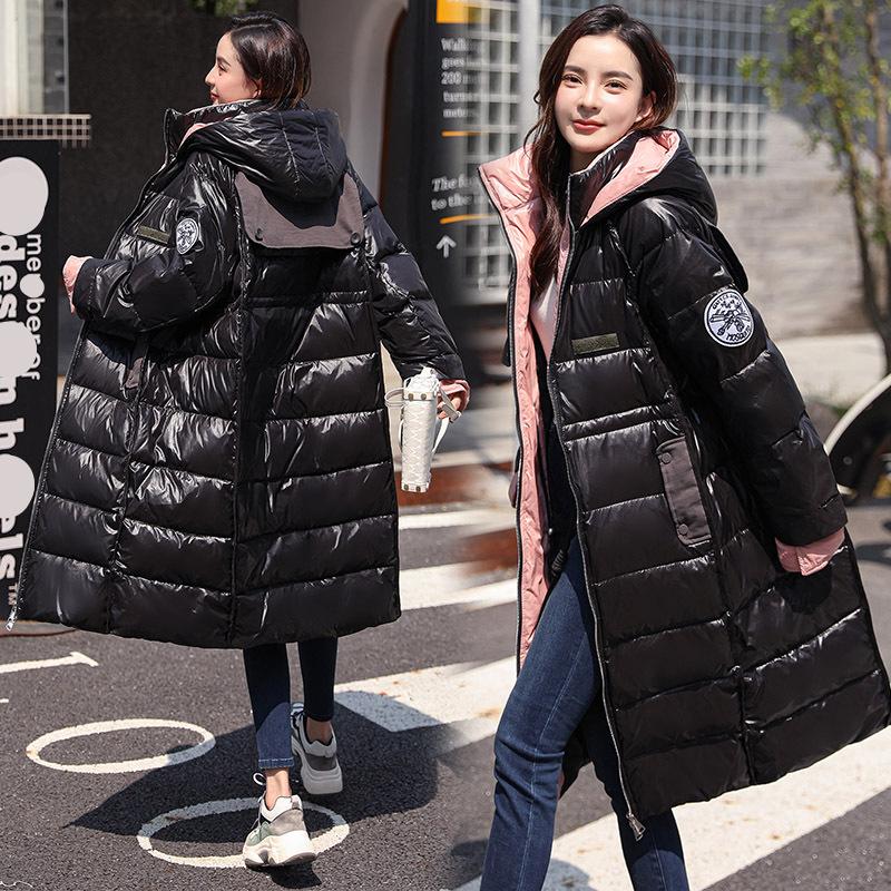 Женская осенне-зимняя объемная верхняя одежда высокого класса с длинным капюшоном, свободный пуховик