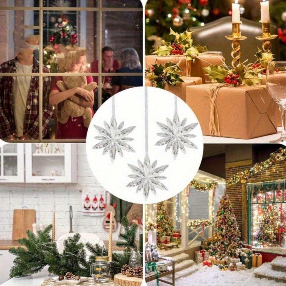 20 шт. В комплект входят веревочные и железные кольца, сверкающие кристальные акриловые снежинки-украшения - ослепительные прозрачные подвески-капли