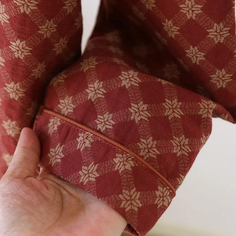 2026 Новый весенне-осенний женский пижамный комплект из 100% хлопка, с длинным рукавом и длинными брюками, комплект из двух предметов: кардиган и домашняя одежда для женщин