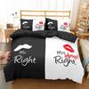Постельное белье для влюбленных пар Король Королева Пододеяльник Черно-белый принт Комплект постельного белья для взрослых День святого Валентина Декор спальни Покрывало