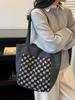 Зима 2025 Клетчатая Сумка из Вареного Денима с Вышивкой - Большая Вместительная Сумка через Плечо