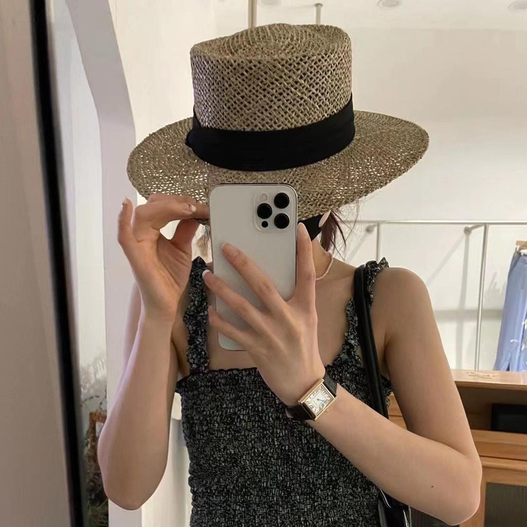 Spring and summer new versatile fashion straw hat ring top salty straw hat spring outing vacation French hat women