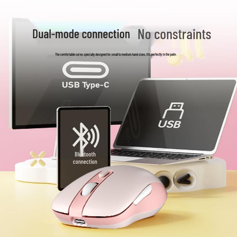 Беспроводная Bluetooth-мышь двойного режима, бесшумная, с настраиваемым Type-C, для ноутбука