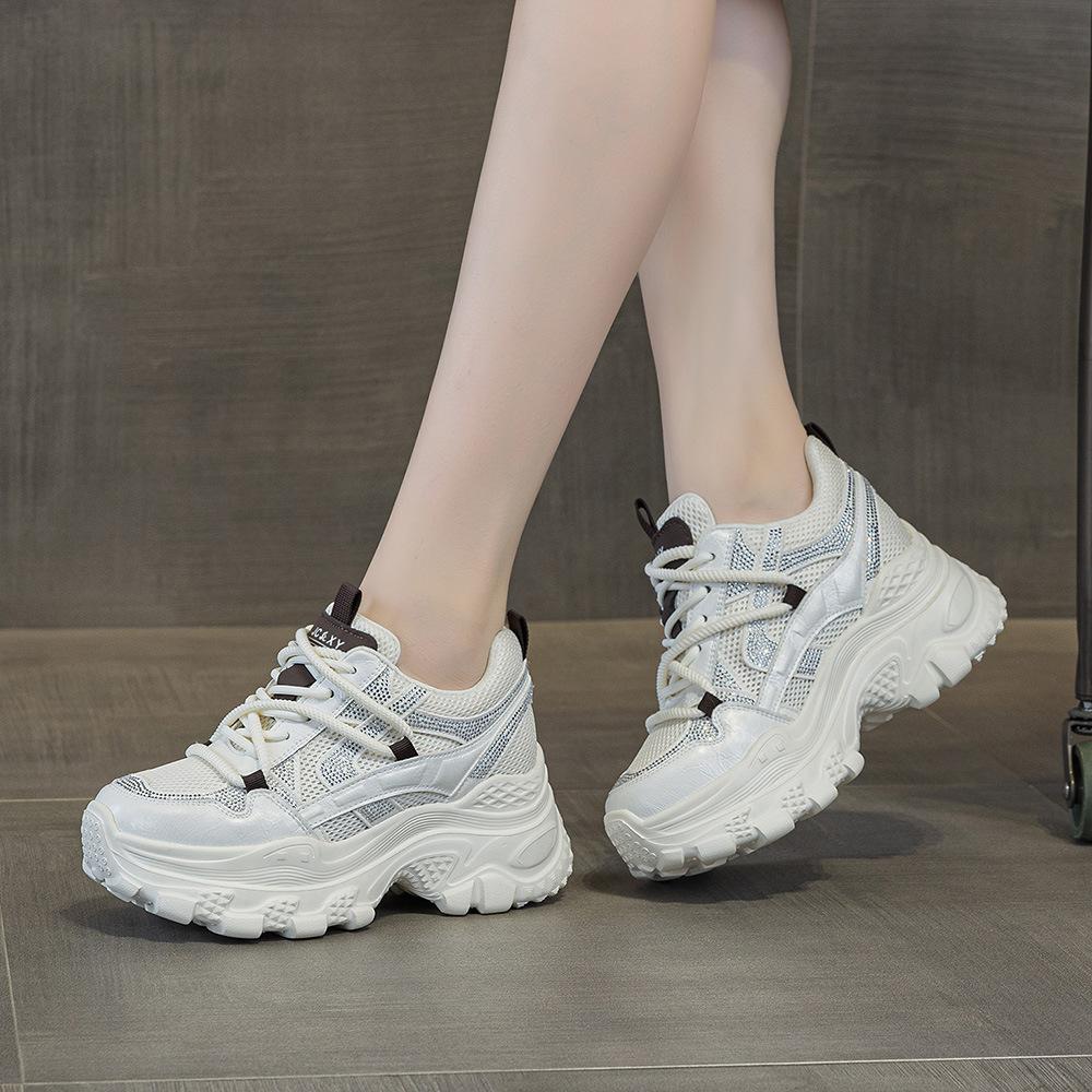 Breathable mesh dad shoes women's 2026 spring and summer new retro rhinestone casual sports shoes mesh shoes size 33 shoes