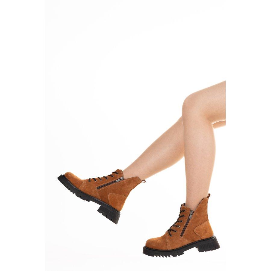 Женские повседневные стильные ботинки из натуральной замши на толстой подошве