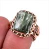 Natural Seraphinite Gemstone 925 Solid Sterling Silver Two Tone Ring Size 7 j1O46