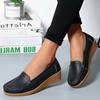 Genuine Leather Fashion Wedge Women Flats Retro Shoes Woman Slip On Women Shoe Moccasins Comfortable Tenis Feminino Plus Size