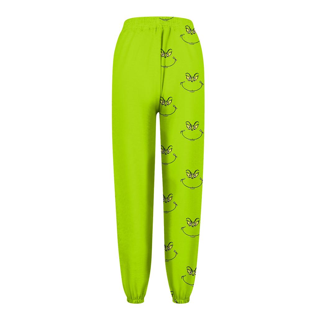 Женские модные рождественские свободные однотонные повседневные спортивные брюки с завязками на талии