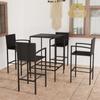 Day and Night - Day and Night Garden Table and High Stools and Cushions 5 Pcs Black PE Rattan