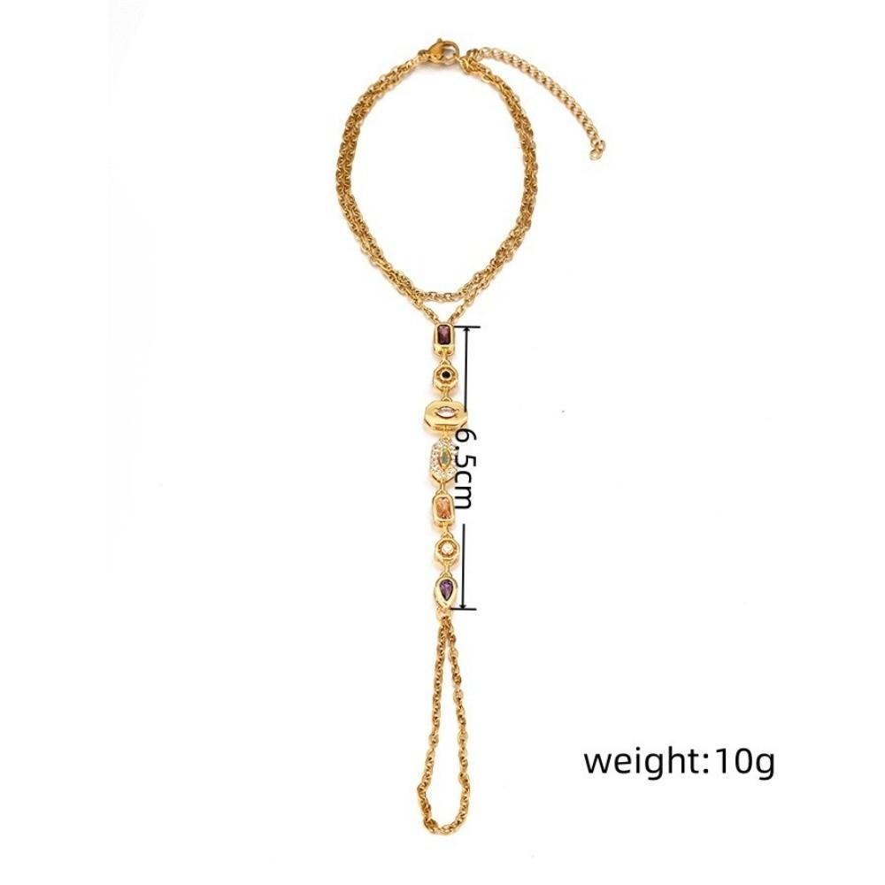 Vintage Hand Chain Bracelet Water Drop Shape Finger Connect Bracelet for Women