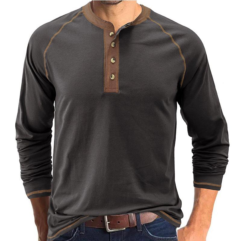 Autumn Winter Classic Solid Color Long Sleeve Mens Button Down T-shirt Casual Versatile Daily Wear Comfortable Basic Bottom Shirt for Men