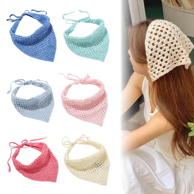 Женский платок на голову однотонный повязка на волосы обертывание головные уборы изысканная ручная вязка повязка на голову бандана повязка на волосы для отпуска