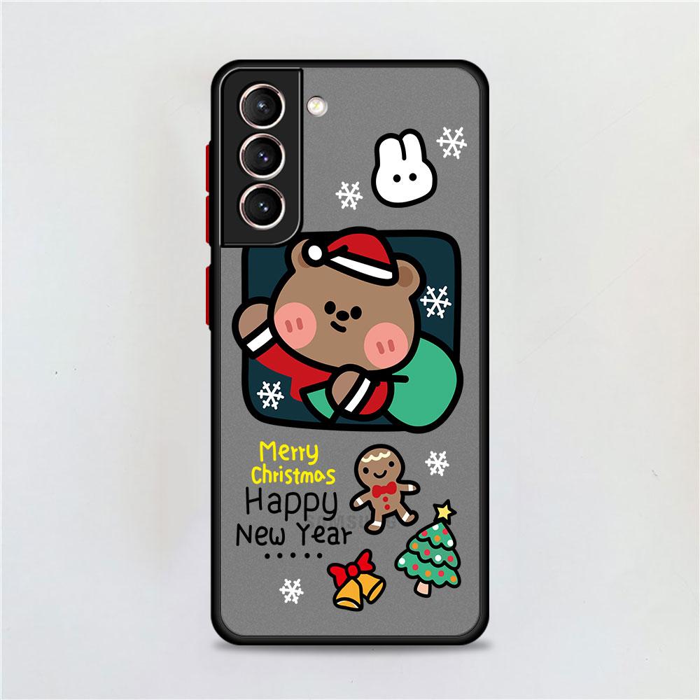 Новогодний матовый чехол для Samsung Galaxy S22 S20 S21 FE S10 S9 Plus S8 Capa Note 20 Ultra 10 Lite Phone Fundas
