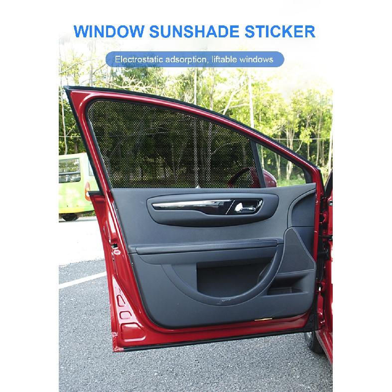 2Pcs 42x38cm DIY Car Stickers Sun Shades Sun Protection Window Cover Black PVC Sunshade Side Window Shield with Small