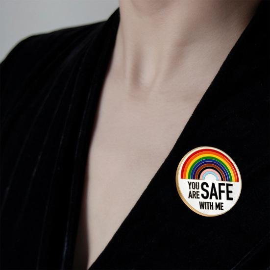 Значок You Are Safe with Me, значок на лацкан с радужной эмалью и вдохновляющей цитатой, брошь Color Block для одежды, сумок, рюкзаков, курток, шляп