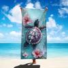 Sea Turtle Beach Towel Microfiber Towel Quick Dry Super Absorbent Anti Sand Hibiscus Pattern for Beach Towel