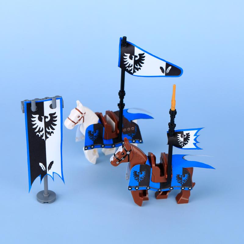 MOC Средневековый Военный Замок Оружие Римский Рыцарь Шлем Щит Аксессуары Строительные Блоки Зеленый Дракон Лев Крестоносец Кирпичи Игрушка