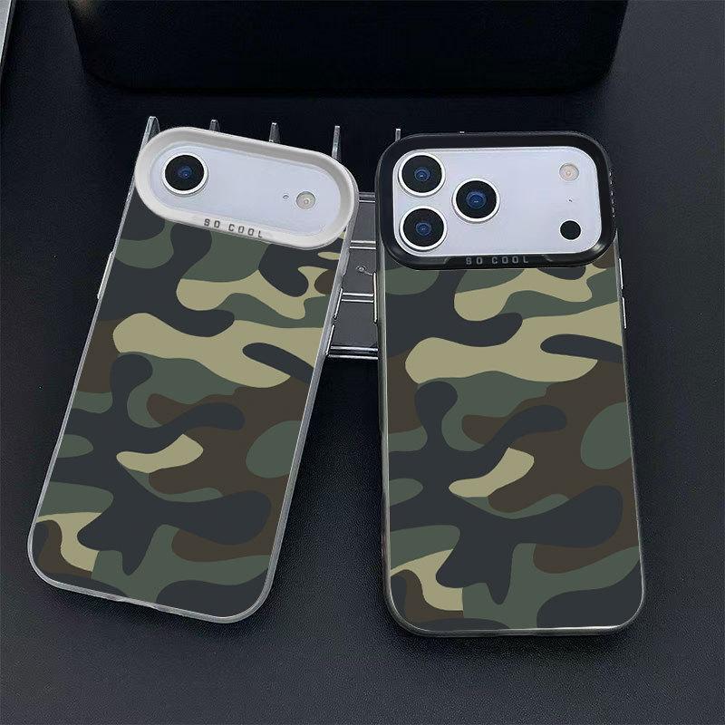 Военно-зеленый камуфляжный чехол для телефона для iPhone 17, 16 Pro Max, 14 Pro, 13, 15