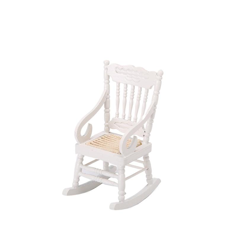 Маленькое кресло-качалка для кукольного домика, 1:12 миниатюрных кукольных домиков, винтажная деревянная модель, плетение кресла-качалки для кукольного домика, аксессуары, декор, игрушки